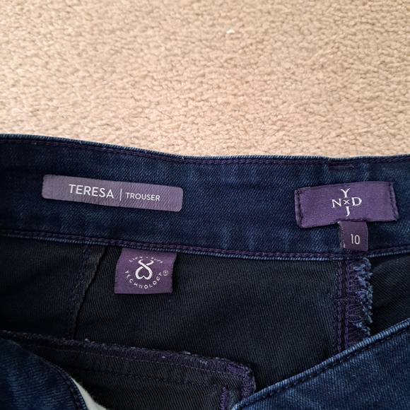 NYDJ Denim Teresa Trouser Jeans Womens Size 10 Blue Dark Wash Wide Leg - Picture 3 of 10